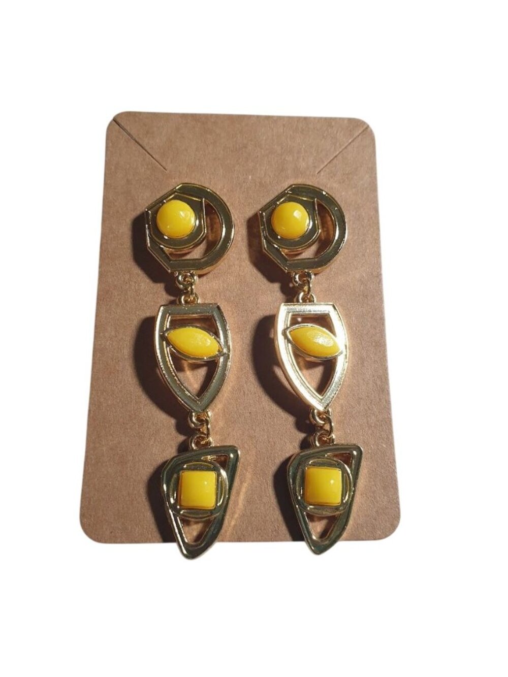 Gold Yellow Drop Earrings Multicolor Post Back Unique Modern Jewelry New Gift